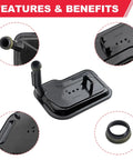 Beefed-Up 6L80E 6L90E Automatic Transmission Filter Kit with detailed close-ups of filter and gasket components
