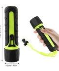 Yellow and black Diving Flashlight Waterproof 8000LM LED Scuba Underwater Torch Light Lamp 50M Range, being held for size reference