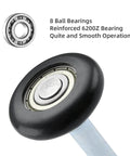 Close-up of 2 Inch Nylon Garage Door Rollers 12 Pack With 4 Inch Stem Replacement Wheels Quiet 6200Z Precision Bearings