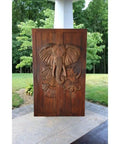 Hand Carved Elephant Doors in African Safari Style Dope Custom Size Interior Barn Door or Exterior Front Door Sliding 71x34