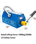 Badass Heavy Duty Magnet Lifter For Steel Sheets And Metal Scrap Rock Solid Boss Level Build side view with specifications details