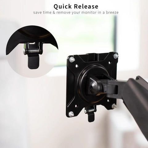Hassle Free Quick Release VESA Mount Adapter Bracket Kit With Removable Plate for LCD Monitors and TV Screens close-up of quick release mechanism.