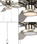 AirPro 1 Light Integrated LED Ceiling Fan Light Kit with edgelit dope design, painted nickel finish and opal shade installed