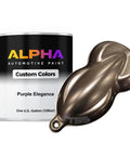 Purple Elegance Silver Metallic Basecoat Paint Gallon with sample chip for auto body refinishing.