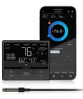 Smart Environmental Controller 69 PRO for Grow Tents with digital screen, smartphone app interface, and sensor probe.