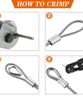 Step-by-step crimping guide for 1/8 Inch Stainless Steel Wire Rope Cable Kit 100 Ft Long 7x7 Strands With Sleeves