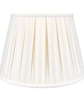 Empire English Pleat Lamp Shade 10 X 14.5 X 10 White Hand Tailored Silk Type Shantung Fabric With Off White Softback Lining Brass Finish