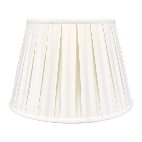 Empire English Pleat Lamp Shade In White, 10.5 x 16 x 11, Hand Tailored Silk-Type Shantung Fabric, classic round shape