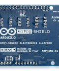 Back view of Dual H-Bridge Motor Shield Rev 3 for four DC motors or two stepper motors, showing electronic components and markings.