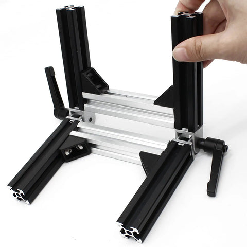 4 Piece Black 2020 Aluminum Extrusion Pivot Hinge Swivel Angle Bracket with Handle for 20 Series 20 by 20 2040 in assembly