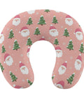 Women's Travel Neck Pillow For Sleeping And Napping On The Go, Comfy Soft Polyester Comfort, Ultra Portable, Multi Functional Support For Office, Home, And Christmas Pink Xmas Tree Santa Claus Decor