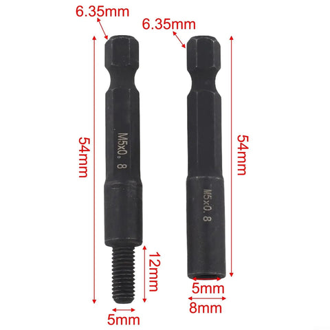 Top Tier Heavy Duty Socket Adapter Set For M5 Screws Made From Chrome Vanadium Steel With 1/4 Inch Hex Shank Fits Electric Drills Perfectly For Fast And Easy Self Tapping Projects On Any Tough DIY Job You Got, 54mm