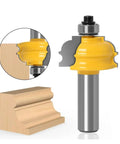 12mm Or 1/2in Shank Architectural Molding Router Bit For Pro Woodworking Carving Decorative Trims And Complex Profile Shaping Your Home Projects, showing profile cutter and wood piece.