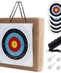 20 Inch Straw Archery Target With Handle Backyard Practice Kit Includes Replacement Target Papers With Scoring Rings Pins And Arrow Puller