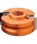 Badass Universal Shaper Cutter Head With Four Inch Diameter And One Inch Bore Cuts Like Butter On Any Spindle Molder Built From Aircraft Aluminum To Handle Heavy Duty Wood Jobs With Zero Sweat, showcased in orange finish.