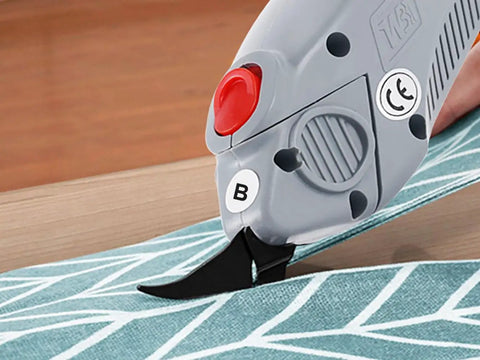 MXBAOHENG Blunt Blade Cutting Head For Wbt 1 Electric Fabric Scissors Heavy Duty Cloth Cutter, close-up on blunt edge cutting fabric.