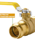 Press Ball Valve Fittings One Half Inch Lead Free Brass 10 Pack for Copper Tubing Water HVAC and Heating Systems with yellow handle