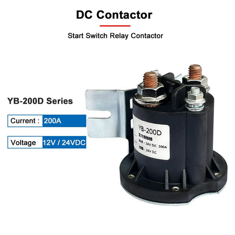 12V 24V 200A Electric Stacker Forklift Tail Plate Oil Pump Start Switch Relay Contactor with mounting bracket and terminals.