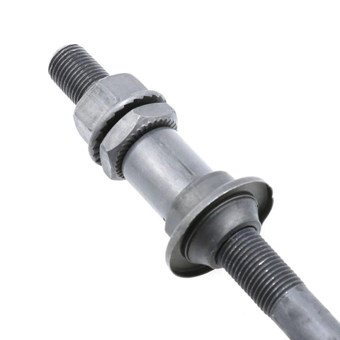 Durable Rear Bike Axle 240 Millimeter 9.45 Inches Three Eighths Inch Black 26 Tpi Hub Cone Lock Nut Washer Kit One Piece For Multi Speed Wheels
