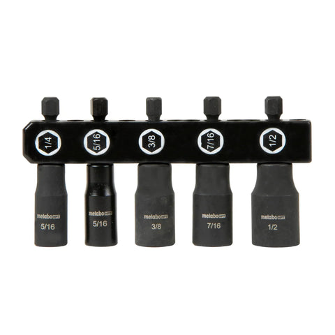 Impact Nut Driver Set, Five Piece Kit For Fast, Durable Fastening High Torque Bits, Magnetic Driver Tips, Slim Handle Design