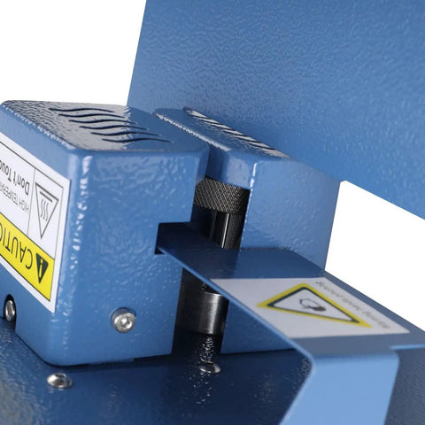 Close-up of Automatic Heat Sealer Machine For Plastic Bags With Temperature Control and Continuous Roller Sealing mechanism