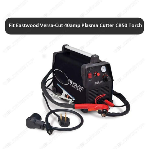 15 Piece Plasma Cutting Consumables Kit for Versa Cut 40 Amp Plasma Cutter CB50 Torch Includes 5 Electrodes and 10 Drag Tips Nozzles 0.047 Inch 1.2mm Diameter Aftermarket Replacement Set for DIY Welders. Image showing Versa-Cut plasma cutter with torch and plug.