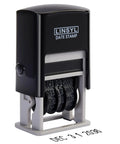 Pro Level Self Inking Date Stamp With Built In Black Ink Reservoir And Quick Twirl 12 Year Calendar Knob in black with date showing