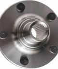 Top view of a 2 Piece Front Wheel Bearing And Hub Assembly For Ford Transit Connect 2.0L 2010 2013 And 2011 2012 5 Lug Direct Replacement OE Style Fitment Ships From USA, showing 5-lug design and metal structure
