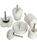 Heavy Duty Cotton Polishing Wheels Cloth Buffing Attachment With 6mm Shank for wood and metal projects, set of six.