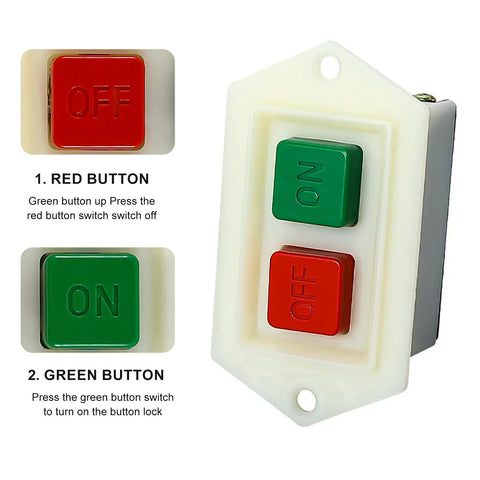 Heavy Duty Push Button Switch 380V With Lockable Transparent Cover Flush Mount For Machinery And Power Tool Control Panels Built For Tough Jobs, Industrial Grade, Easy Maintenance Access, Secure Lockout, red and green ON/OFF buttons
