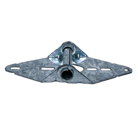 Front view of Heavy Duty 14 Gauge Steel Garage Door Hinge With Galvanized Finish For Residential And Light Commercial Doors Replacement Part Built To Last For Smooth Operation, Rust Resistant Galvanized Finish, And Long Lasting Support.