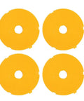 Precision Router Table Inserts Four Pack Compatible With A25RT02 Models, yellow circular plates for precise routing use.