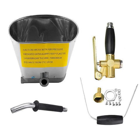 Components of a 4 Jet Pneumatic Cement Sprayer Gun for Stucco Plaster Mortar Applications Automatic Air Painting Tool for Walls