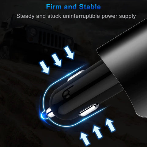 Straight Fire 3 Usb Car Charger Adapter Fast Charging Cigarette Lighter Plug showing stable connection and LED indicator.