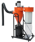 Orange and black 2 HP Dust Collector Beast For Your Shop With 1167 CFM Portable Vortex System, 39 Gallon Bag, 3400 RPM filter kit.
