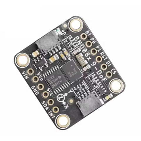 Dope 9 Axis Motion Tracking Module With BNO085 For I2C And UART Interfaces Low Power Mode Ideal For Headsets Gaming Peripherals And IoT Devices Delivers Centimeter Level Motion Sensing For Immersive Experiences., black PCB sensor module with BNO085 chip and mounting holes