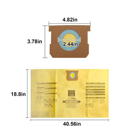 Top Shelf Disposable Vacuum Bags For Shop Vac Wet Dry Cleaners High Efficiency Dust Traps Heavy Duty Filter Sacks dimensions and design.