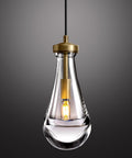 Brass Raindrop Pendant Light Fixture For Kitchen Island And Dining Room, Glass Drop Chandelier, E12 LED Bulb Included, Modern Glam Glow close-up
