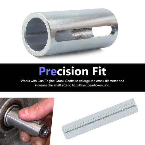 Engine Pulley Crank Shaft Sleeve Adapter Three Quarter Inch To One Inch Shaft Converter displayed with step key on white background