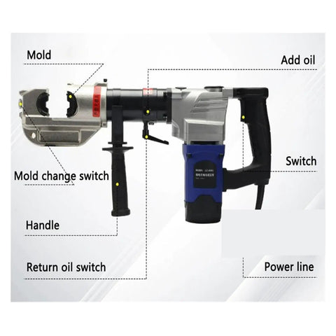 Heavy Duty Plug In Electric Hydraulic Crimping Pliers For Copper And Aluminum Cables showing mold, switches, and handle features.