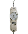 Peak Hold Analog Mechanical Force Gauge For Pull Or Push, 100 Lbs Range, 0.5 Lbs Graduation, Reads Present Or Peak Force, Built To Take Tough Pulls, Accuracy Within Two Tenths Of A Percent Of Full Scale, Overload Capacity 165 Lbs. analog force gauge with hook and push tip, 50 lb dial