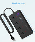 Zigbee Smart Power Strip Surge Protector With Fast Charging And Four Independently Switched Outlets Syncs With Alexa Google Home Philips Hue Black Slick Hub powered gear, showing four outlets and USB ports.