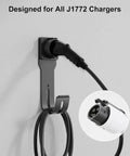 Heavy Duty Ev Charger Wall Mount Kit And Charging Cable Organizer J Hook Holster For Sae J1772 Connector, steel bracket with cable.