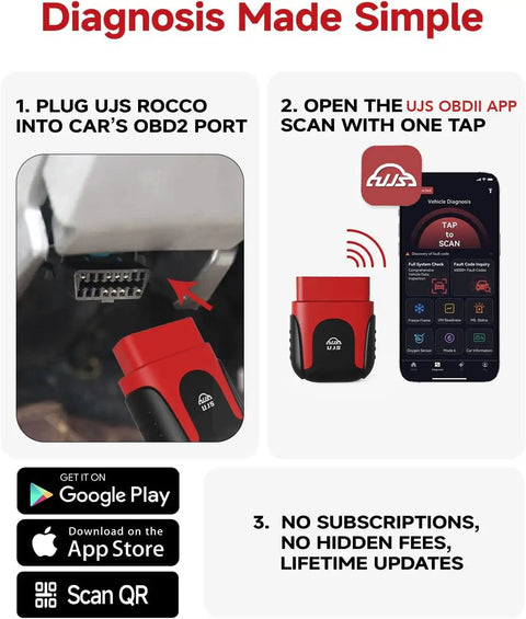 AI Powered OBD2 Scanner Bluetooth For iOS And Android, Real Time Data And Freeze Frame Insights, Check Engine Codes And Clear Them