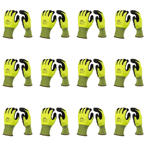 Heavy Duty Industrial Work Gloves With ANSI Cut Level A5 Protection Tough As Nails Grip Touchscreen Compatible OSHA And ANSI Compliant Polyurethane Palm For Maximum Dexterity XLarge Size Pack Of 12 displayed in rows