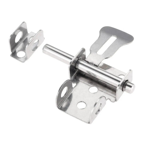 Top Shelf Stainless Steel Slide Latch Bolt Hasp Door Lock Anti Theft Gate Hardware For Cabinets And Chests Silver gloss finish with heavy duty metal build.