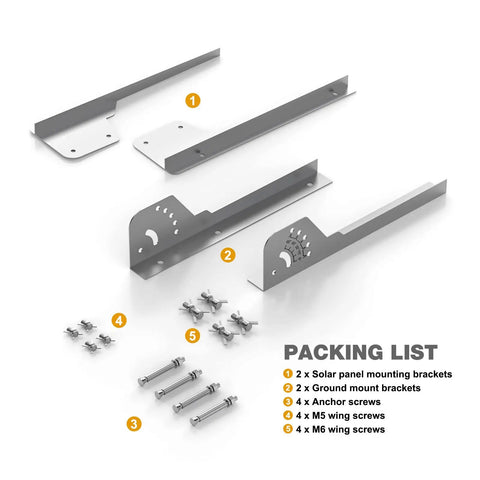 Kick Your Off Grid Power Up With This Adjustable Solar Panel Tilt Mount Featuring Ridiculously Sturdy Stainless Steel Brackets And Precise Mounting Holes For 20W To 30W Panels On Rv Roofs including solar panel mounting brackets and screws.