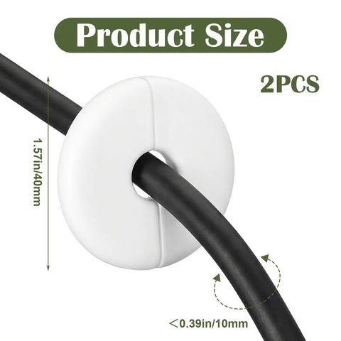 Two Pack White Wall Cable Grommets Kit 1.57 Inch Hole Pass Through For Easy Cable Management No Fuss Dustproof Durable ABS Quick Install Keeps Cables Hidden And Tidy In Home Office Living Room And Studio, white ABS cable grommet 1.57in with 10mm bore for one cable