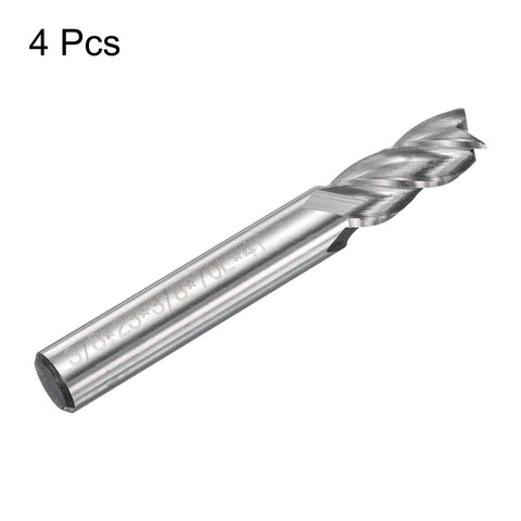 End mill cutter set, 4 pcs, 3/8 in diameter, 3/8 in shank, 4-flute upcut spiral for wood PVC MDF engraving