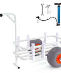 Heavy Duty Beach Fishing Cart With 300 Lb Load Capacity, Aluminum Pier Wagon On 13 Inch PU Balloon Wheels For Sand, 8 Rod Holders